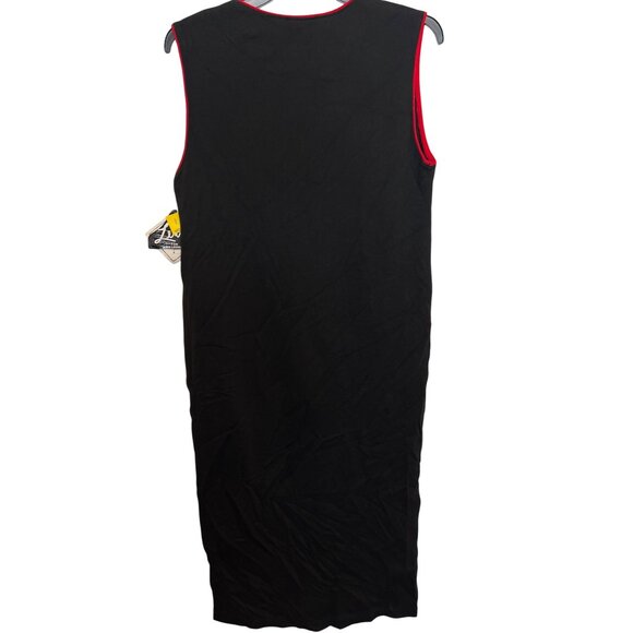 Lennie For Nina Leonard Black Sleeveless Dress With Red Trim & Zipper Pockets Me - Picture 2 of 6